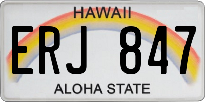 HI license plate ERJ847
