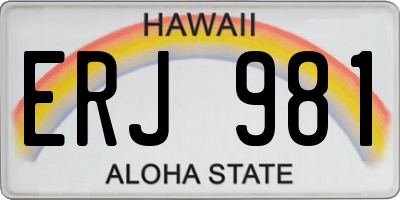 HI license plate ERJ981