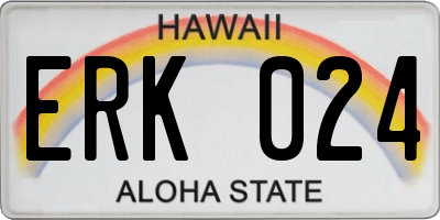 HI license plate ERK024