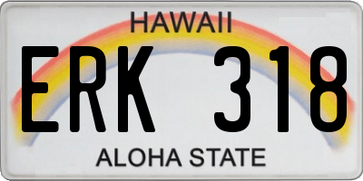 HI license plate ERK318
