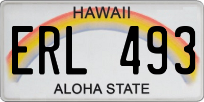 HI license plate ERL493