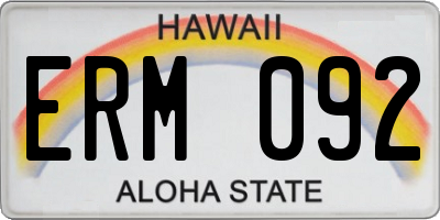 HI license plate ERM092