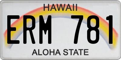 HI license plate ERM781