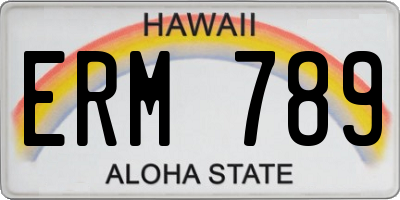 HI license plate ERM789