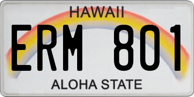 HI license plate ERM801