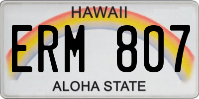 HI license plate ERM807