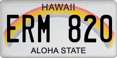 HI license plate ERM820