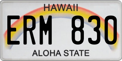 HI license plate ERM830