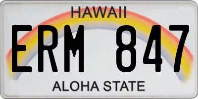 HI license plate ERM847