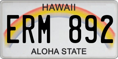 HI license plate ERM892