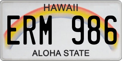 HI license plate ERM986