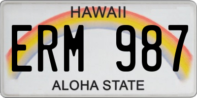 HI license plate ERM987