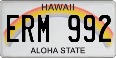 HI license plate ERM992