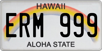 HI license plate ERM999