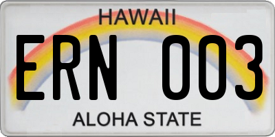 HI license plate ERN003