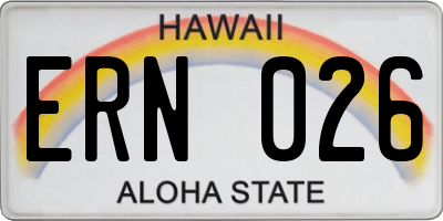 HI license plate ERN026