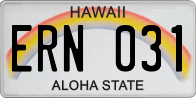 HI license plate ERN031