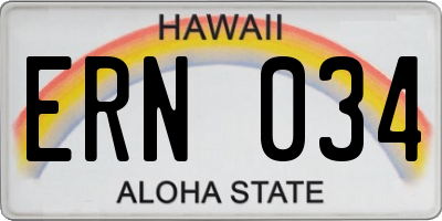 HI license plate ERN034