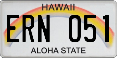 HI license plate ERN051