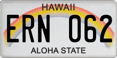 HI license plate ERN062