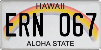 HI license plate ERN067