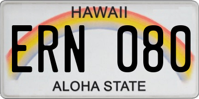 HI license plate ERN080