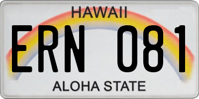 HI license plate ERN081