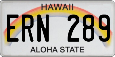 HI license plate ERN289