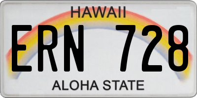 HI license plate ERN728
