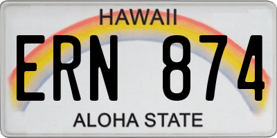 HI license plate ERN874