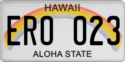 HI license plate ERO023