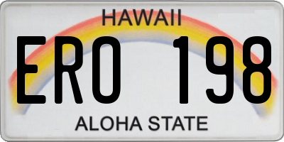 HI license plate ERO198