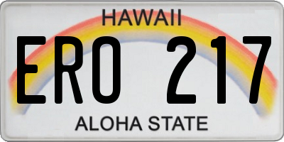 HI license plate ERO217