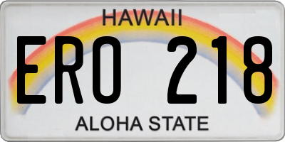 HI license plate ERO218