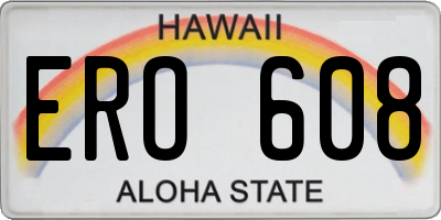 HI license plate ERO608