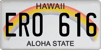 HI license plate ERO616