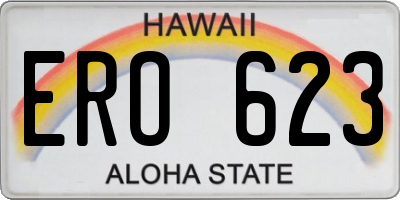 HI license plate ERO623