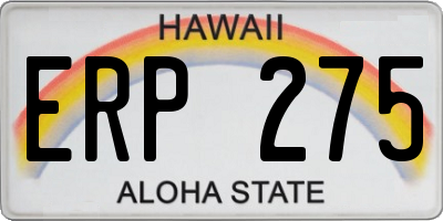 HI license plate ERP275