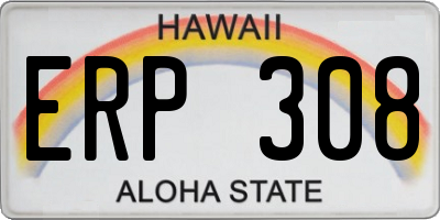 HI license plate ERP308