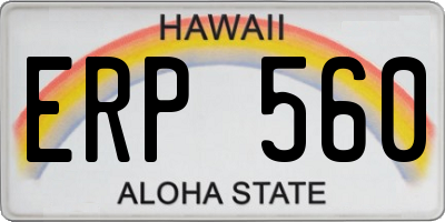 HI license plate ERP560