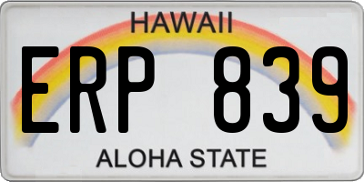 HI license plate ERP839