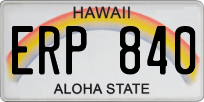HI license plate ERP840