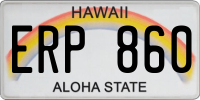 HI license plate ERP860