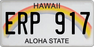 HI license plate ERP917