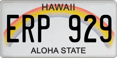 HI license plate ERP929