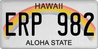 HI license plate ERP982