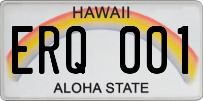 HI license plate ERQ001