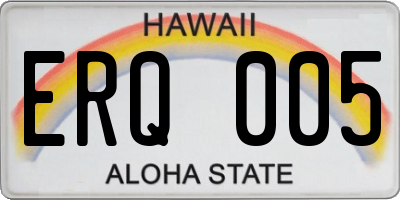 HI license plate ERQ005