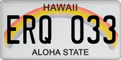 HI license plate ERQ033