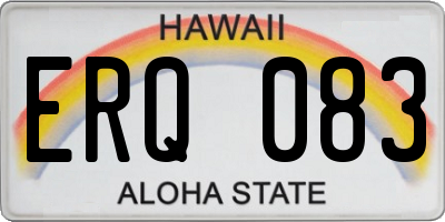 HI license plate ERQ083